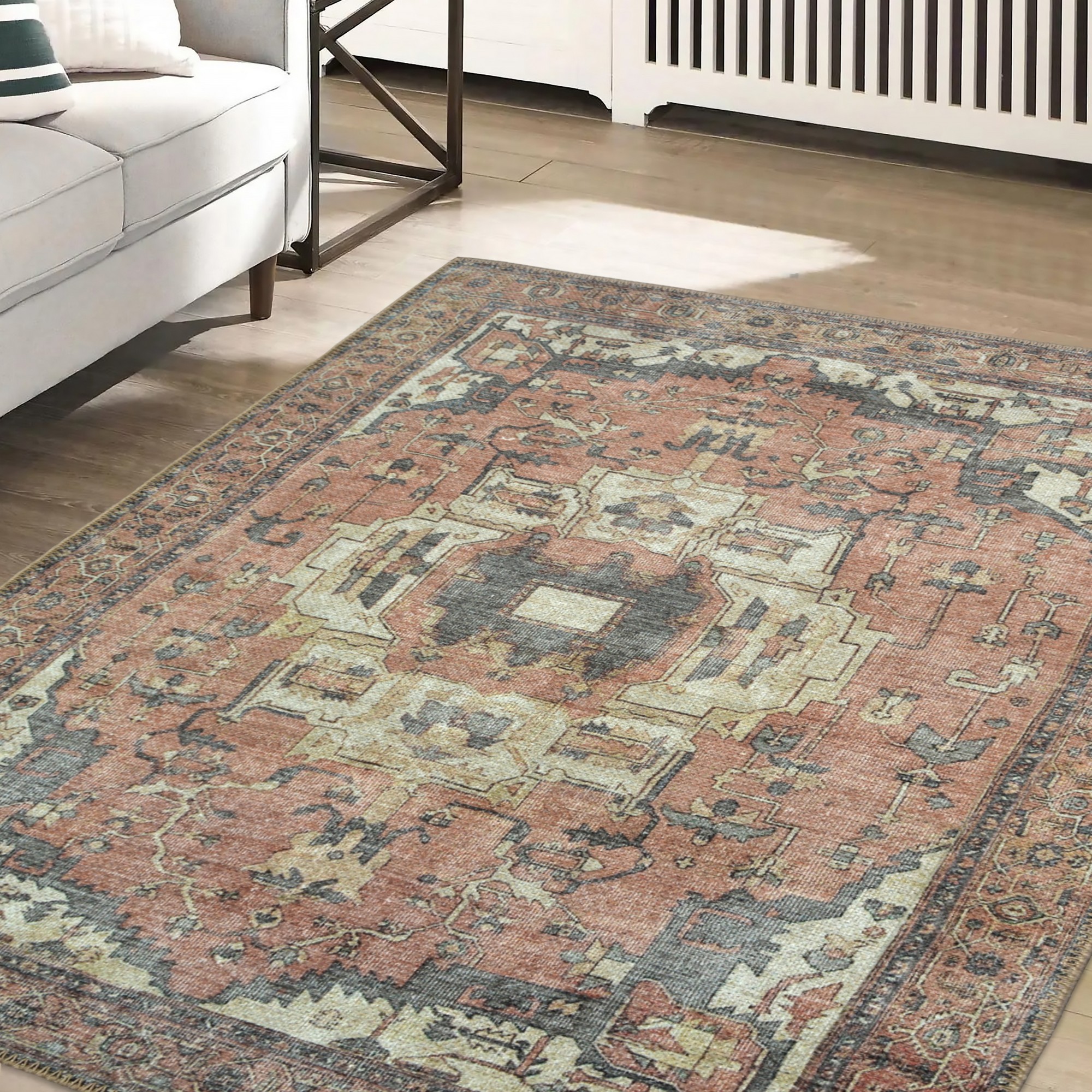 Opal Traditional Vintage Rug In Terracotta Orange